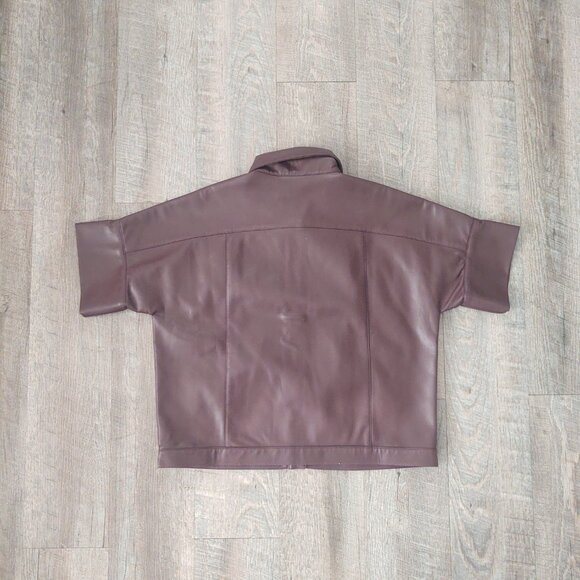 * Dear John Faux Leather Short Sleeve Snap Front Shirt sz xs - Picture 8 of 8